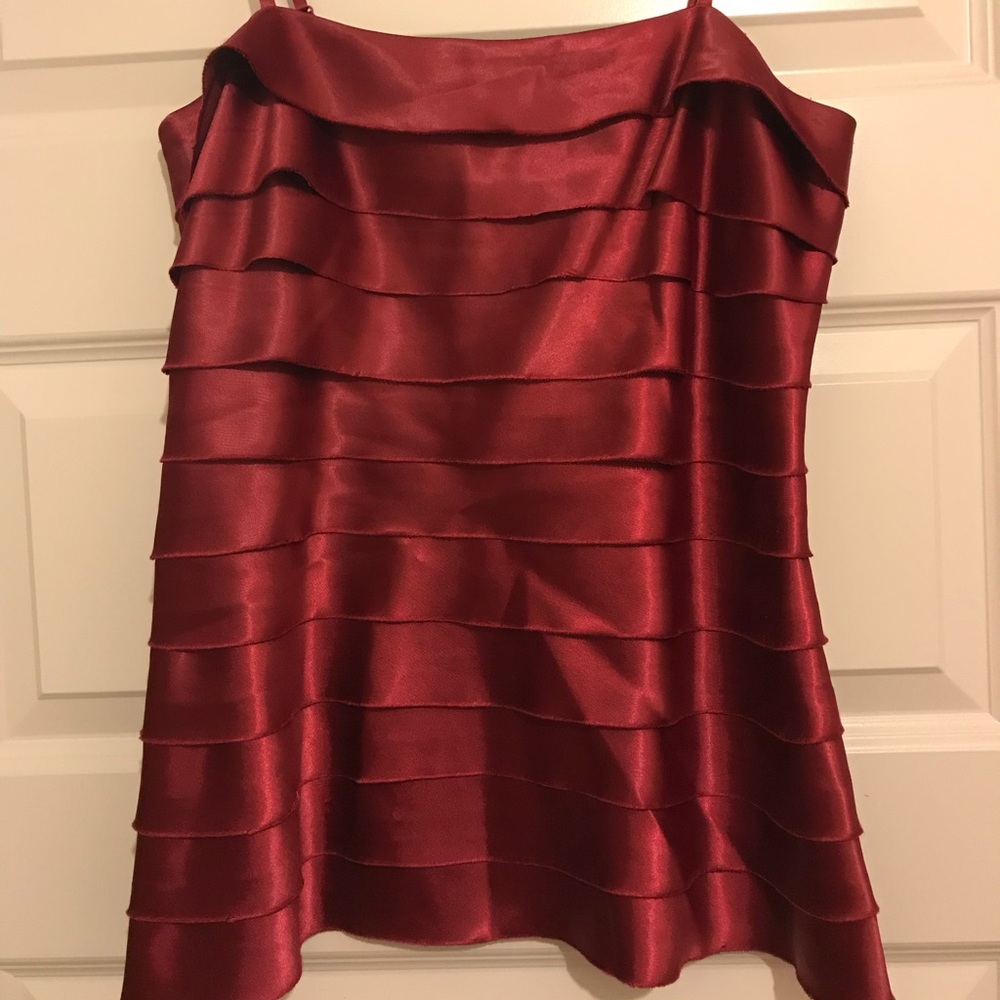 Red satin tank, size L